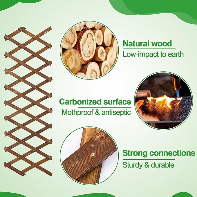 Pack of 4 Extra Thick Wooden Wall Trellis