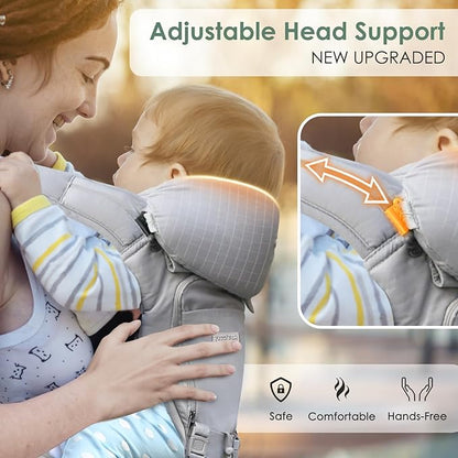 FRUITEAM Baby Carrier Newborn to Toddler- Safety - Certified 6 in 1 Hip Seat Carrier with Head & Lumbar Support, Adjustable & Removable Baby Holder for All Seasons, Great for Travel and Outdoor