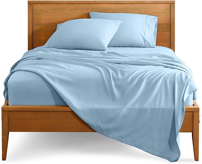 Bare Home Split Head Flex King Sheet Set - 1800 Ultra-Soft Microfiber Bed Sheets - Double Brushed - Deep Pockets - Easy Fit - 4 Piece Set - FlexTop King Bedding (Split Head Flex King, Light Blue)
