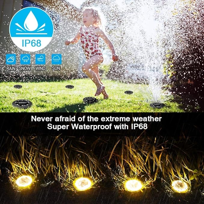 Solar Powered 2Pack, Waterproof LED Outdoor Disk Lights