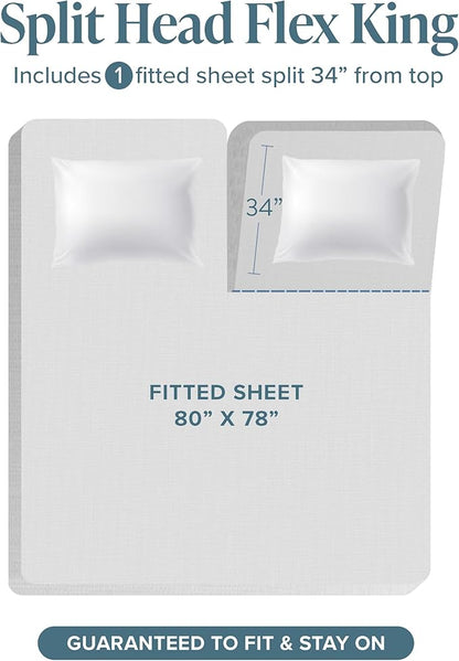 Bare Home Split Head Flex King Sheet Set - 1800 Ultra-Soft Microfiber Bed Sheets - Double Brushed - Deep Pockets - Easy Fit - 4 Piece Set - FlexTop King Bedding Sheets (Split Head Flex King, Orange)