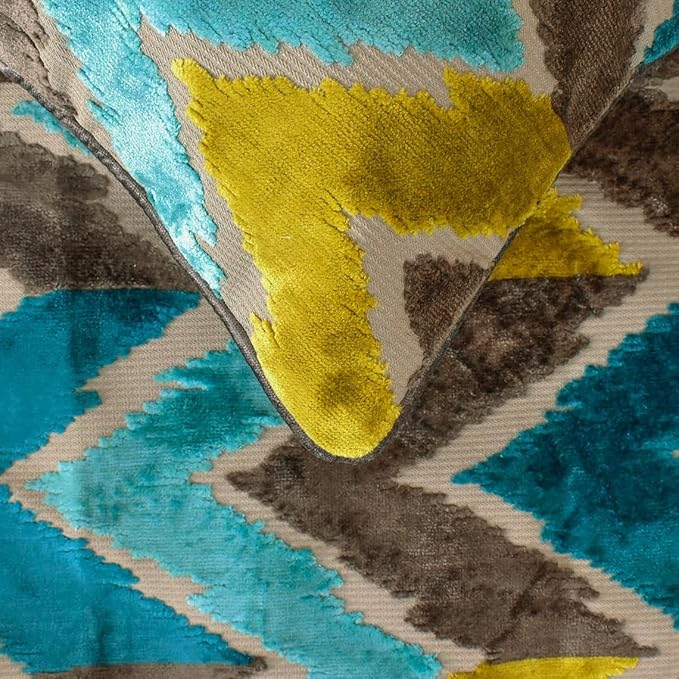 The HomeCentric King/Queen/Twin Blue Decorative Twin 53"x18" Bed Runner with Two Pillow Cover, Velvet, Peacock Colors & Ombre Bed Scarf on Velvet Fabric - Plume Palatte