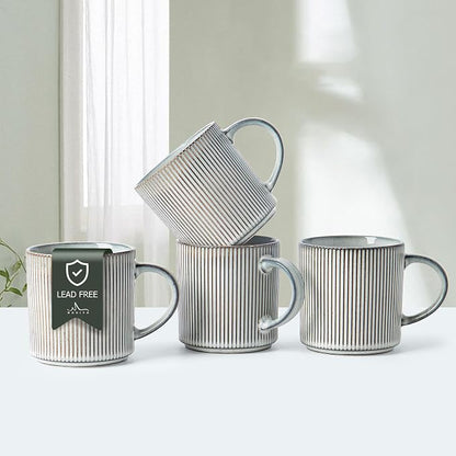 MONITO 16Oz Coffee Mugs Set of 4, Rustic Ceramic Coffee Cups Set