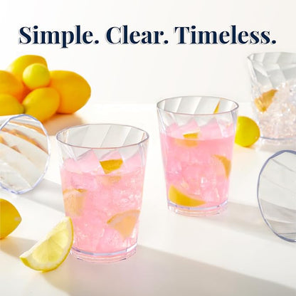 US Acrylic Optix Plastic Reusable Drinking Glasses 14oz Rocks Cups in Clear |
