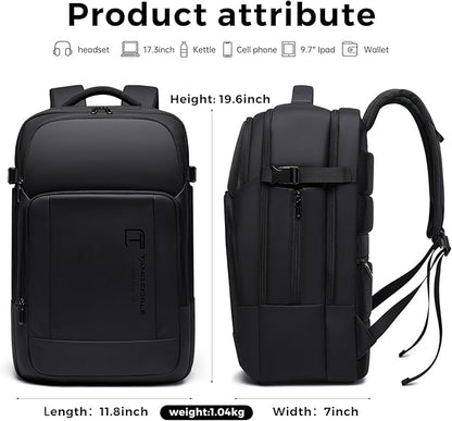 Travel Backpack for Men, 17.3 Inches Business Laptop Backpack Water-Resistant Carry on Airline Approved 18x14x8 Luggage Backpack with USB Charger Port