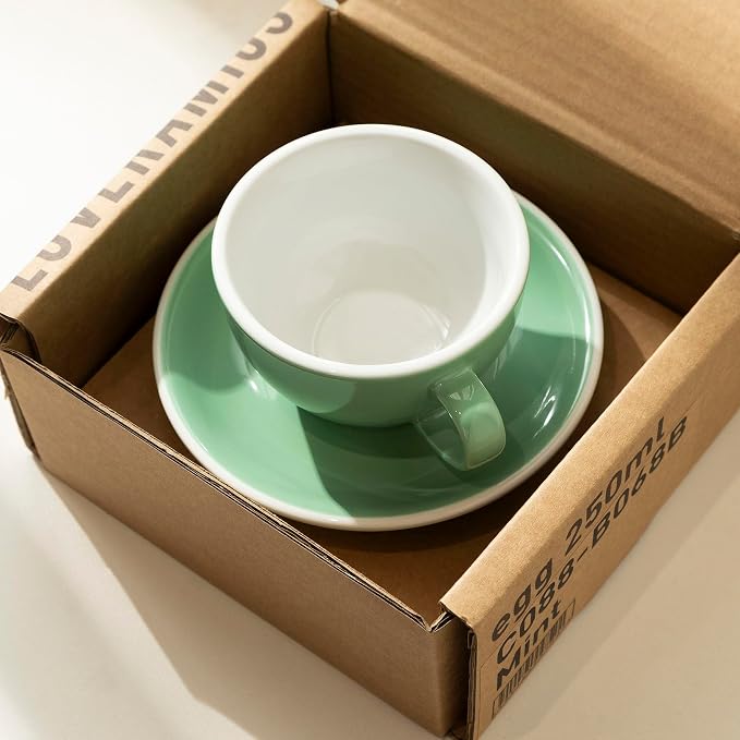 Loveramics Cappuccino Cup with Saucer, 8 oz Ceramic Coffee cup with Round Bottom