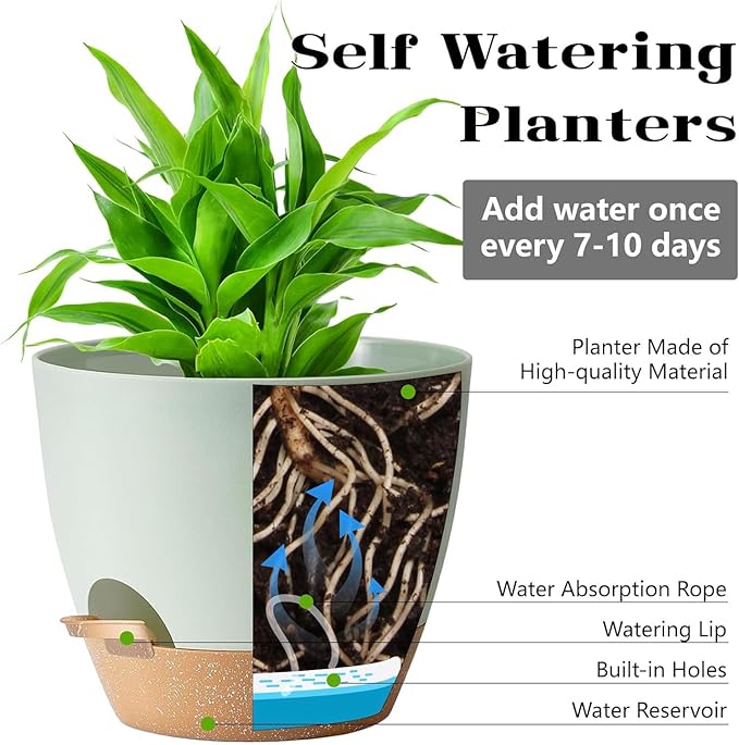 5-Pack Plant Pots with Drainage