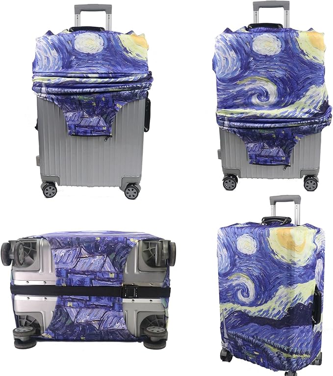 MosaiRudo Thicker Luggage Cover Elastic Suitcase Cover Protector Fits 18-32 Inch Suitcase Travel Accessories (Starry Sky, M)