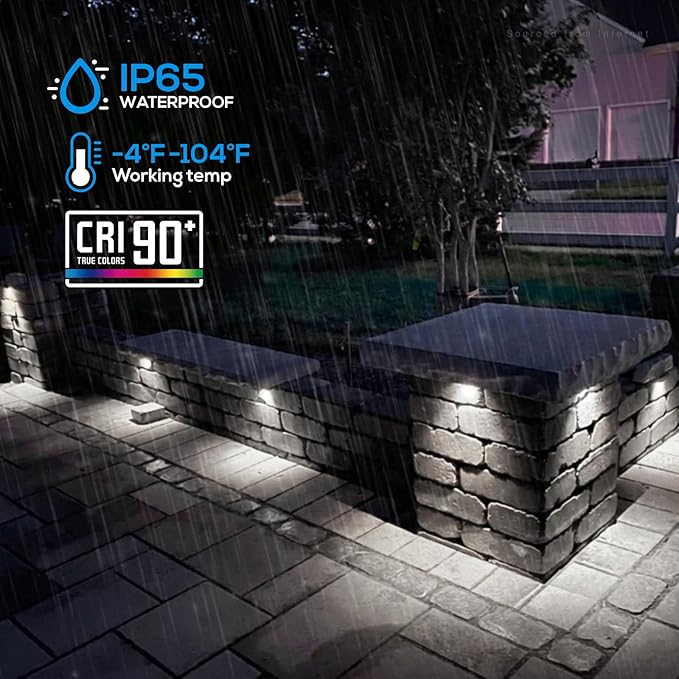 LEONLITE 8-Pack 4 Inch LED Hardscape Lighting, Update Retaining Wall Lights