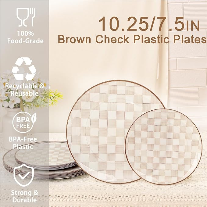 U-QE 20PCS Plastic Brown Plates