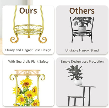 LASZOLA 2 Tier Gold Metal Plant Stand