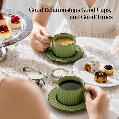 DOWAN Cappuccino Cup Set of 4, 8 OZ Ceramic Coffee Cups