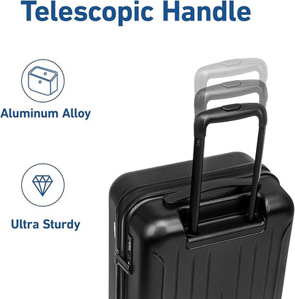 KYME Suitcase Hardshell With Double Spinner Wheels, PC+ABS TSA Lock Travel Luggage (Black, 20" Carry On)