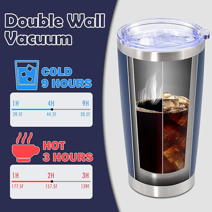 20oz Tumbler Stainless Steel Tumbler Cup with Lid Vacuum Insulated Double Wall Travel Mug, Durable Powder Coated Travel Coffee Tumbler Mug for Hot & Cold Drinks, Navy,4 Pack