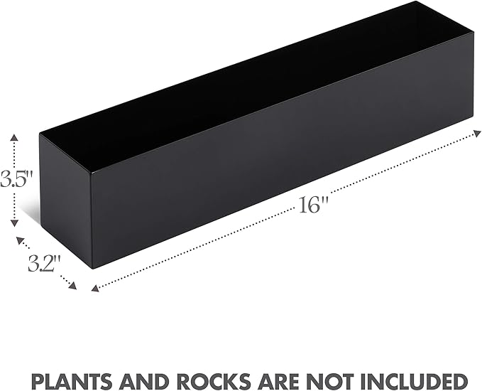 DR&Co Modern Black Trough Rectangular Planter, 16“ Metal Window Planter Box