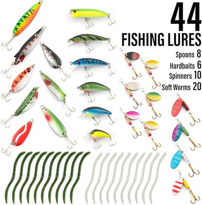 Dr.Fish Fishing Rod and Reel Combos 125-Pieces Telescopic Spinning Pole Reel Gear Equipment Set with Tackle Bag for Adult Collapsible Travel Complete Fishing Set Men Starter Freshwater Saltwater