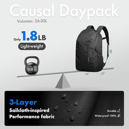 hk Waterproof Travel Backpack for Men – Lightweight 30L Laptop Backpack with 17.3" Compartment, Anti Theft Black Bag for Work, College, Hiking, Carry-On Use