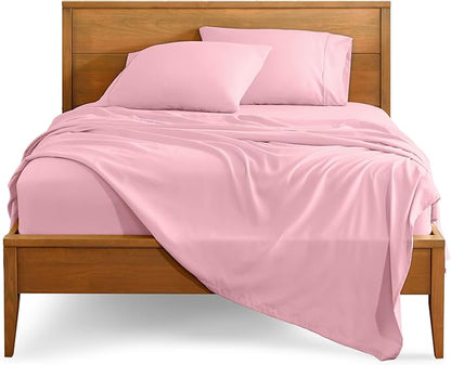 Bare Home Sheet Set - College Dorm Size - Luxury 1800 Ultra-Soft Microfiber Bed Sheets - Deep Pockets - Easy Fit - Extra Soft - 3 Piece Set (Twin XL, Light Pink)