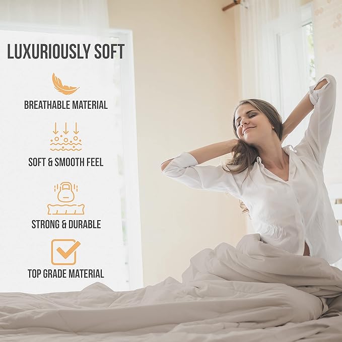 California King Sheet Sets - Luxury Hotel Bed Sheets - Soft Cooling Sheets with Elastic Corner Straps - Deep Pocket Microfiber - Bedding Sheet & Pillowcases - 4 PC (Cal King Size, Beige)