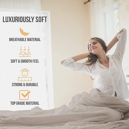 California King Sheet Sets - Luxury Hotel Bed Sheets - Soft Cooling Sheets with Elastic Corner Straps - Deep Pocket Microfiber - Bedding Sheet & Pillowcases - 4 PC (Cal King Size, Beige)