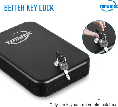 Tenamic Pistol Safe, Portable Travel Gun Safe, Solid Steel Handgun Lock Box for Home, Gun Safes for Car, Black