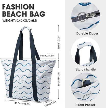 G4Free Beach Bag, Waterproof Beach Bags for Women, Personalized Strap Tote Bag for Women Birthday Gifts
