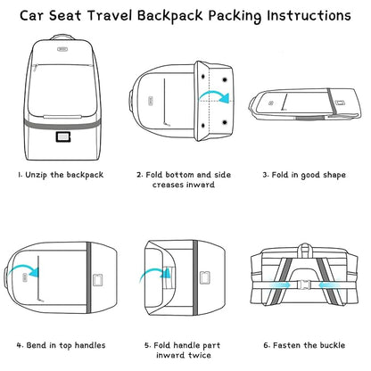 Car Seat Travel Bag - Padded Car Seat Carrier with Steel Cable Handle and Reflective Stripes, Large Durable Airport Gate Check Bag with Shoulder Strap