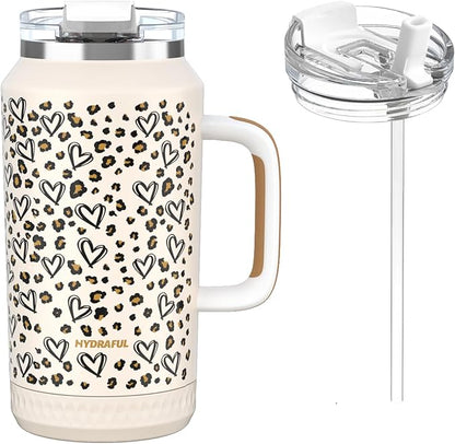 Hydraful 64 oz Tumbler with Handle and Straw