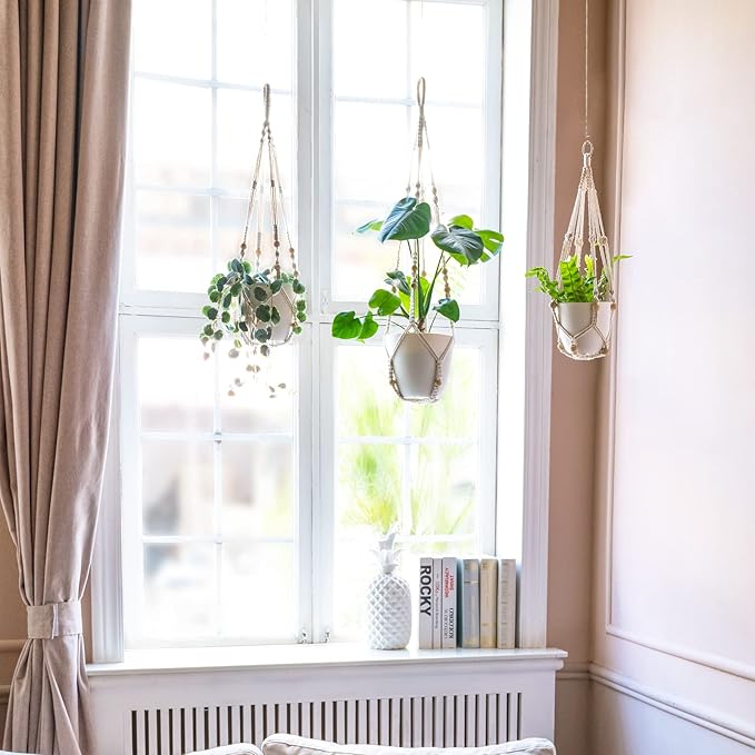 Mkono Macrame Plant Hanger Indoor Hanging Planter Basket