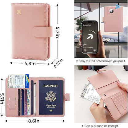 Melsbrinna Premium Leather Passport Holder Covers Case, Waterproof Rfid Blocking Travel Wallet Passport Holder with Pen Holder, Cute Passport Book for Women/Men