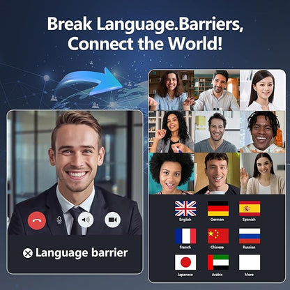 AI Translation Earbuds Real Time, LCD Touchscreen Real-Time Translator for 144 Languages & Accents Includes Free Subscription Translation Device Earphones for Travel Business Learning, Black