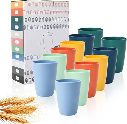 Lazycorner Wheat Straw Cup 12 Pcs Drinking Glasses Unbreakable Drinking Cup