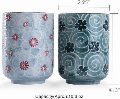 WHJY 10oz Transitional Chinese/Japanese style Handle-less Ceramic Tea cups