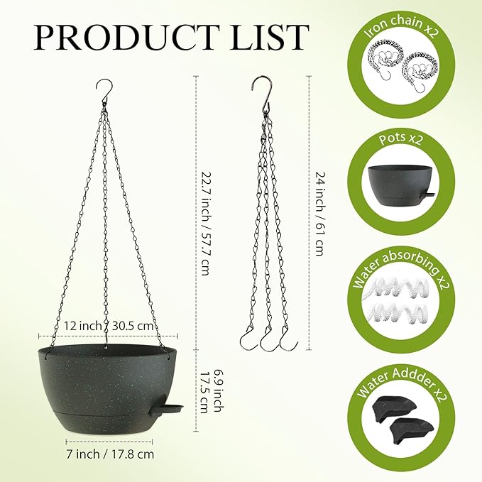 12 Inch Hanging Baskets 2 PC