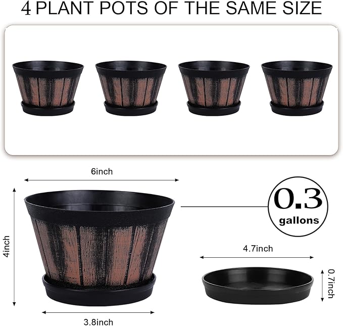 Quarut 6 inch Brown Barrel Planters