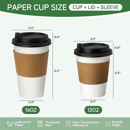 16 oz 500 Pack Disposable Coffee Cups