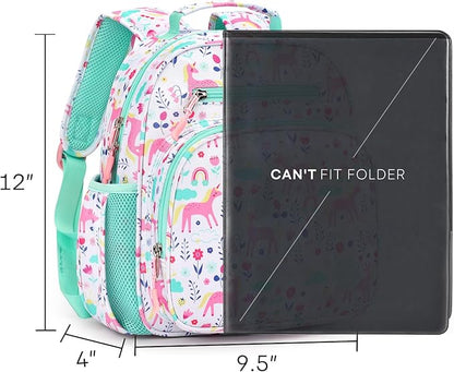 mibasies Toddler Backpack for Girls 2-4: Cute Kids Backpacks for Girls - Preschool Kindergarten Backpack - Unicorn Garden Turquoise