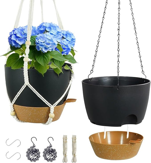 10 inch Self Watering Hanging Planters, 2 Pack Hanging Flower Pots