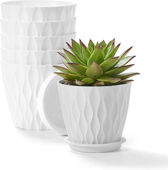 FaithLand 6-Pack 6-Inch Plastic Plant Pots