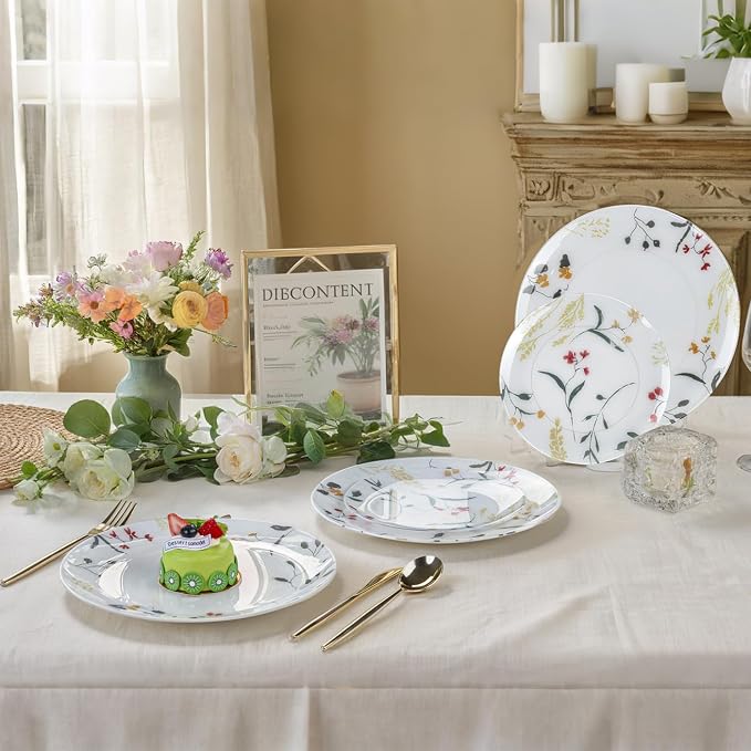 U-QE 20Pcs Wildflower Plastic Plates