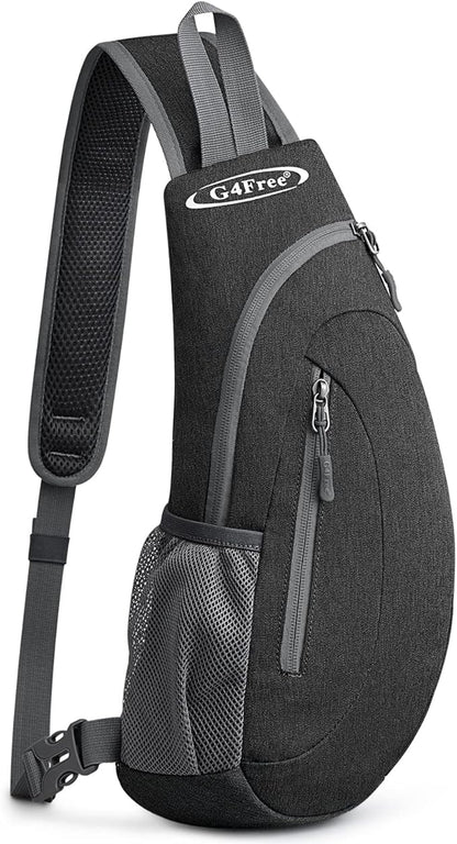 G4Free Sling Bag for Men Women, Small Crossbody Backpack Lightweight Chest Shoulder Bags for Travel, Outdoor and Sports (Dark Grey)