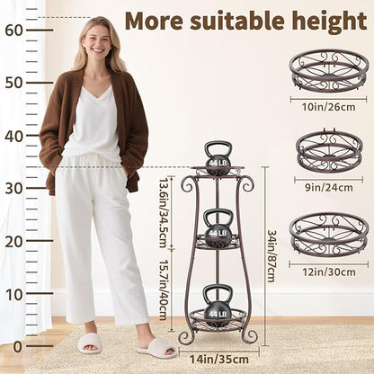 LASZOLA 3 Tier Bronze Metal Plant Stand