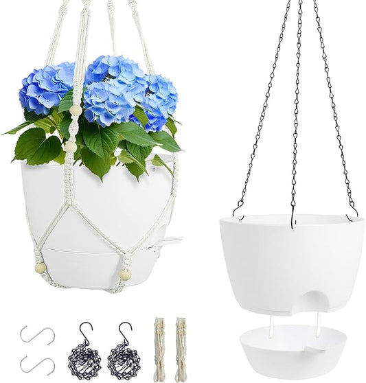 10 inch Self Watering Hanging Planters, 2 Pack Hanging Flower Pots