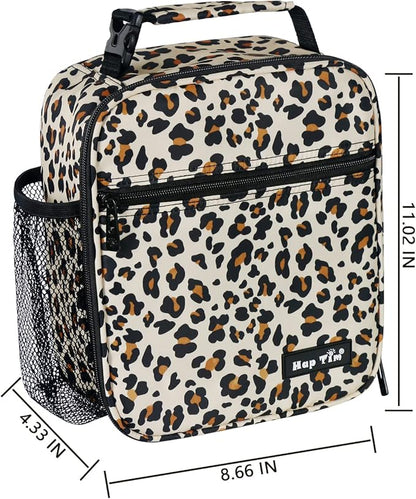Hap Tim Insulated Lunch Bag Women, Reusable Lunch Box for Women, Adluts Lunchbox for Office Work, Portable Lunchbag, Leopard Print（18654-LP）