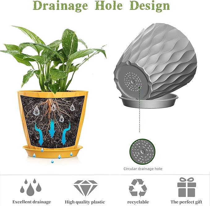 5 Inch Planter Pots, 6 Pack Indoor Planters, Small Flower Pots