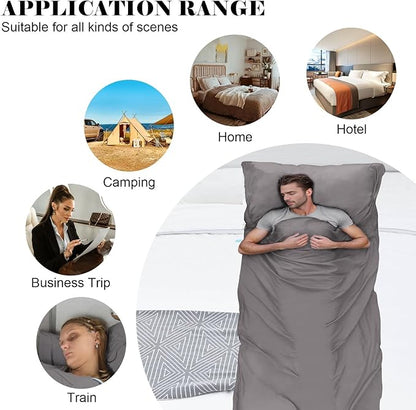Sleeping Bag Liner,Travel Sheet & Adult Sleep Sack, Camping Sheets Travel Sleep Sack for Backpacking,Hotels & Hostels -Lightweight Single &Double Travel Sheet Camping Sheets