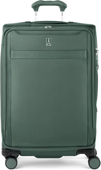 Travelpro VersaPack+ Lightweight Softside Expandable Checked Luggage, 8 Spinner Suitcase, TSA Lock, Men and Women, Checked Medium 25-Inch, Desert Sage Green