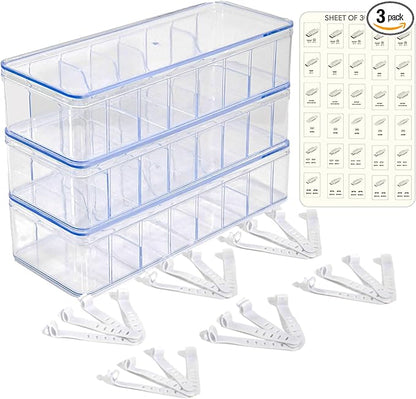 Set of 3 Cable Organizer Box W/Labels - Charger Box, Stackable W/Lids-Cord Organizer Junk Drawer- Cord Storage Box for Desk -Cable Organizer case