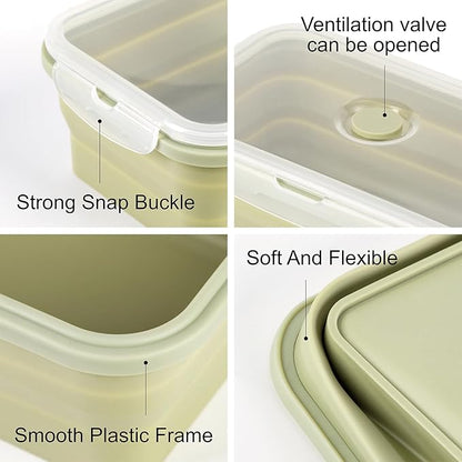 Large Collapsible Food Containers with Lids, Collapsible Bowls For Camping, Save Space, Leak-Proof Silicone Storage Bowls, 2pack 1200ml, Dishwasher, Microwave Freezer Safe