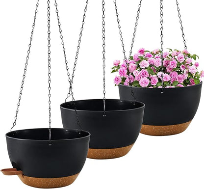 10 inch Hanging Planters for Indoor Plants, 3 Pack Self-Watering Hanging
